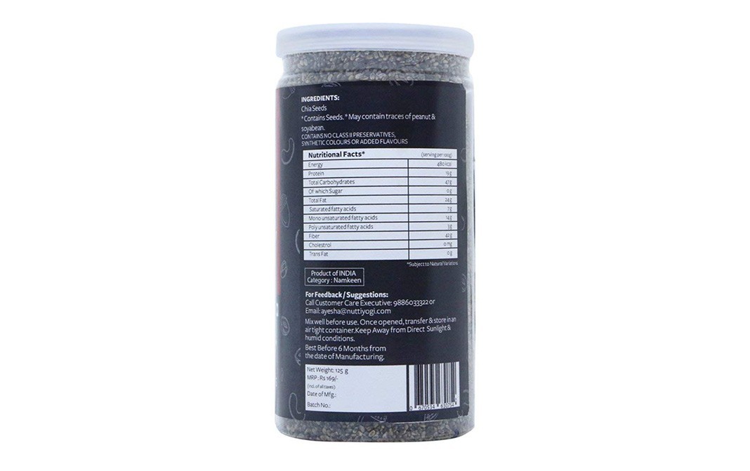 Nutty Yogi Chia Seeds    Plastic Jar  125 grams